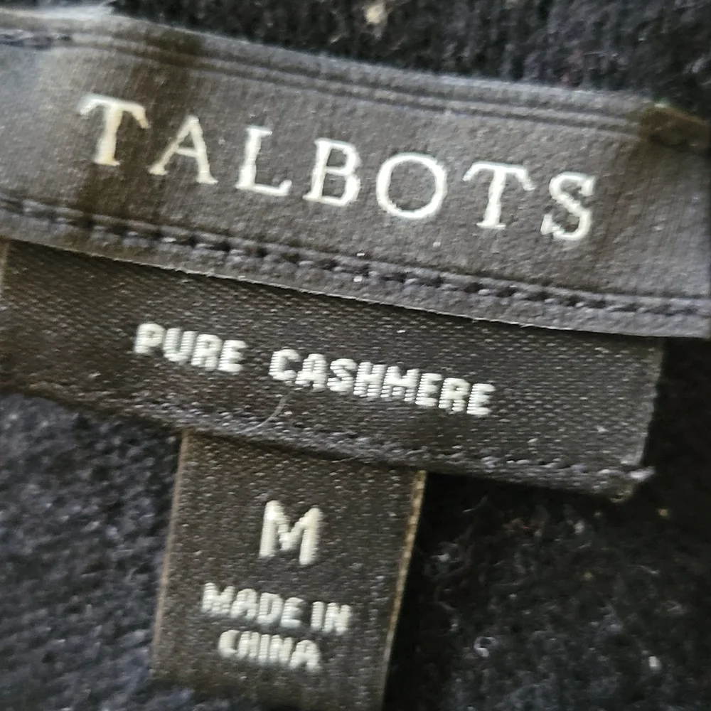 Talbots Pure 100% Cashmere Black Pullover Crewneck Sweater Long Sleeve MD